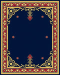 Ornate Gold Red Floral Border Rug