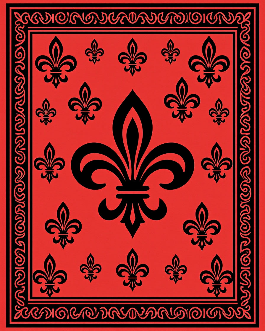 Bold Fleur De Lis Patterned Accent Rug