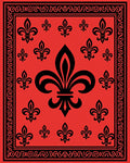 Bold Fleur De Lis Patterned Accent Rug