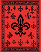 Bold Fleur De Lis Patterned Accent Rug