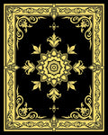 Ornate Golden Floral Centerpiece Rug