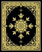 Ornate Golden Floral Centerpiece Rug