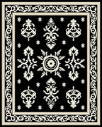Classic Black White Ornate Pattern Rug