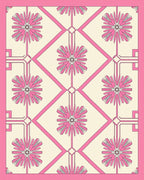 Pink Petal Geometric Patterned Design Rug