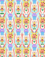 Playful Whimsical Floral Pattern Rug