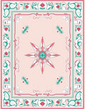 Pink Floral Starburst Border Pattern Rug
