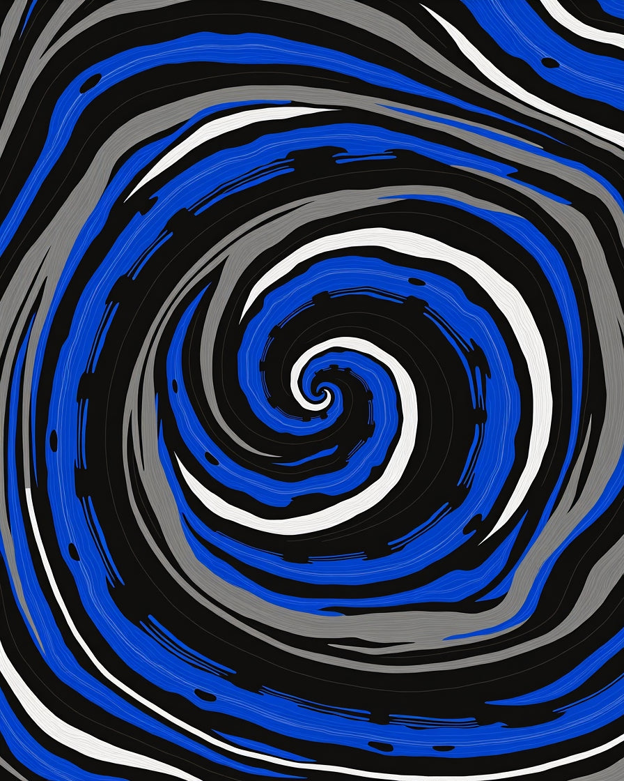 Bold Blue White Swirl Pattern Rug