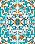 Mandala Floral Pattern With Teal Accents Rug
