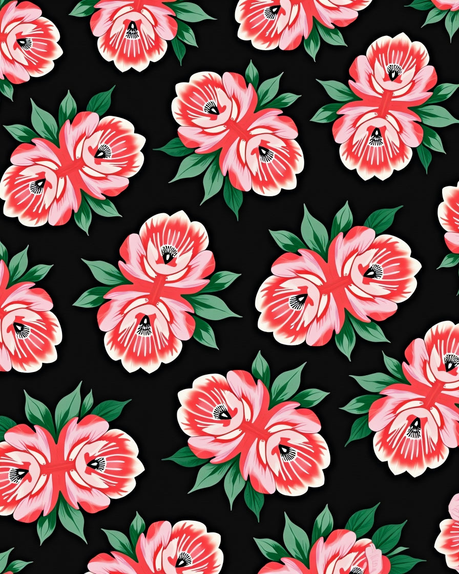 Bold Floral Arrangement On Black Rug