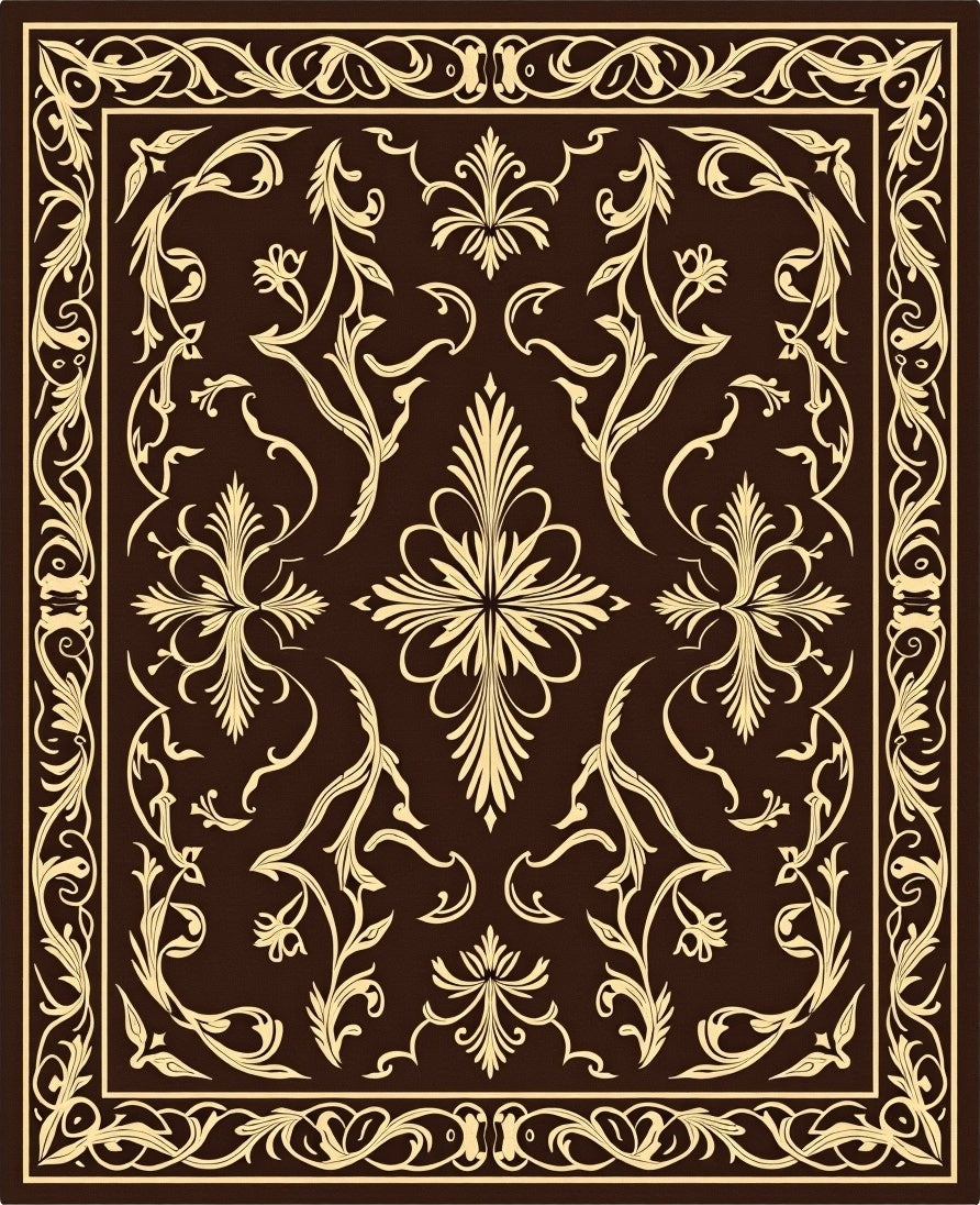 Ornate Floral Border With Subtle Accents Rug