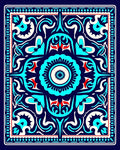 Bold Blue Floral Medallion Design Rug
