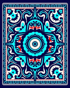 Bold Blue Floral Medallion Design Rug