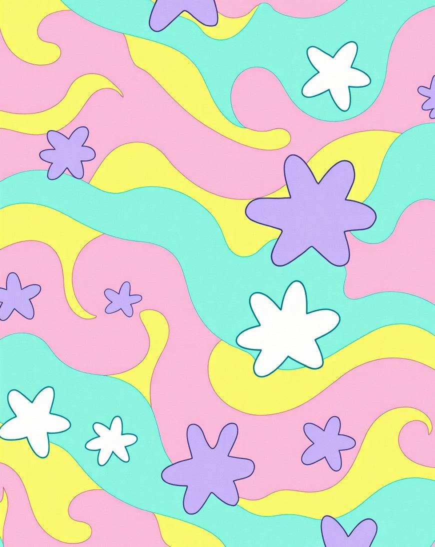 Retro Abstract Star Swirl Design Rug