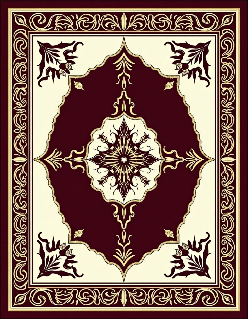 Regal Burgundy Gold Medallion Rug