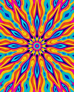 Vibrant Psychedelic Floral Mandala Rug