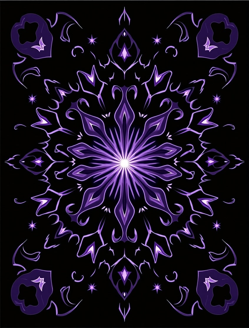 Vibrant Purple Starburst Mandala Rug