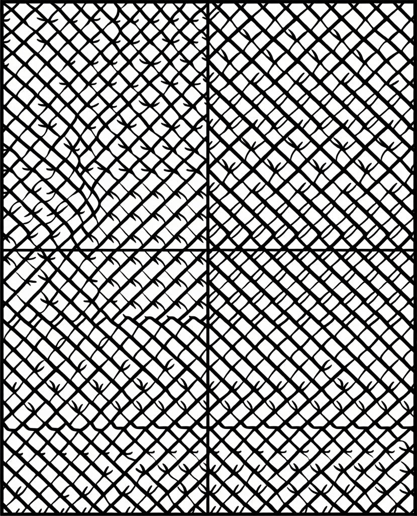 Abstract Intersecting Geometric Grid Pattern Rug