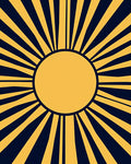Sunburst Yellow and Navy Geometric Rug