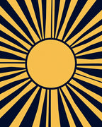 Sunburst Yellow and Navy Geometric Rug
