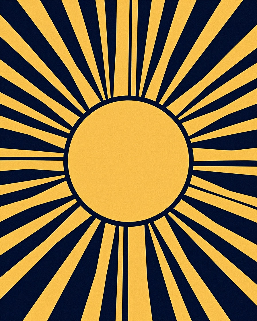 Sunburst Yellow and Navy Geometric Rug