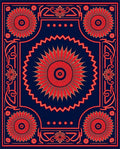 Bold Red Floral Sunburst Pattern Rug