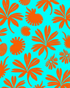 Tropical Orange Foliage Pattern Rug