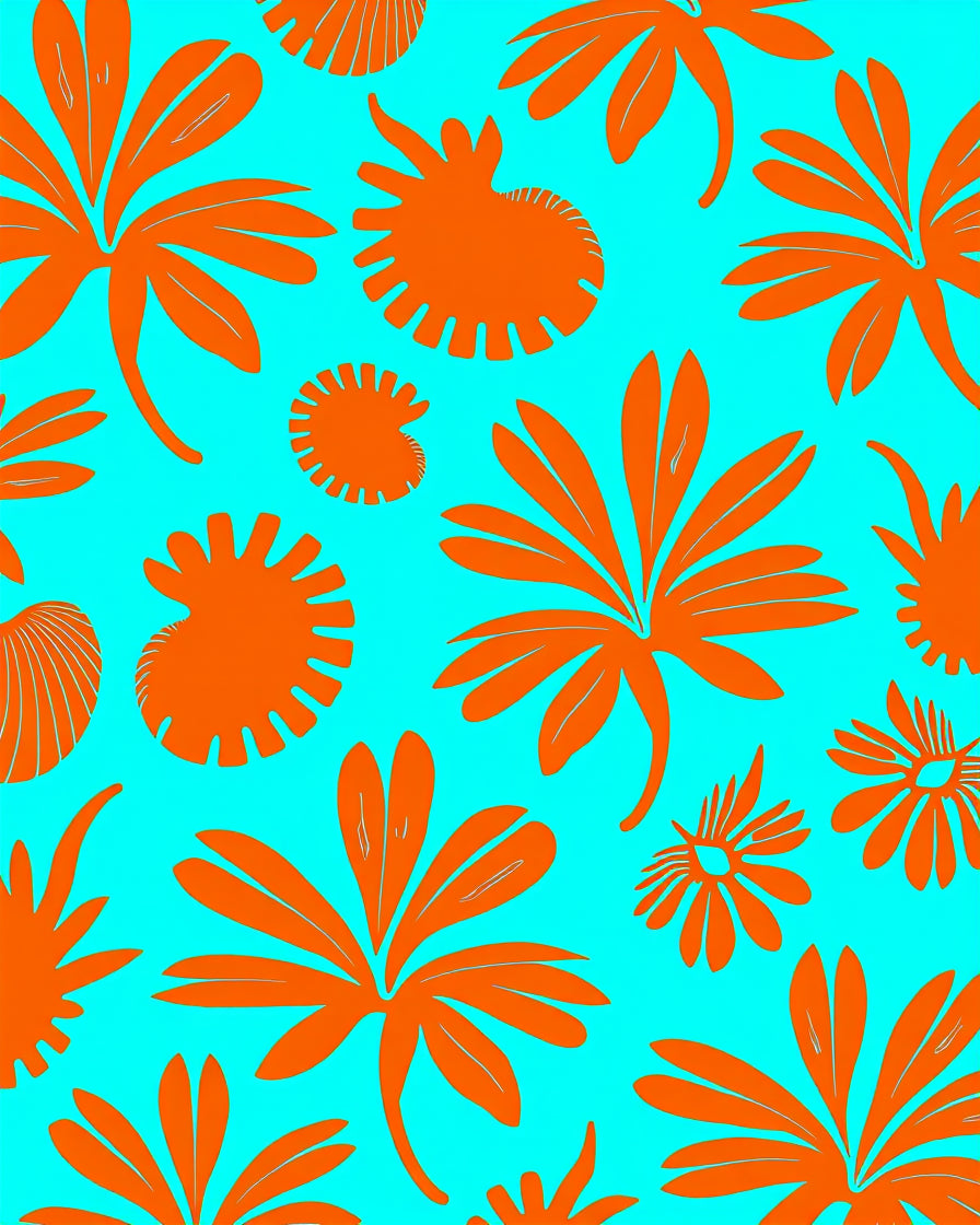 Tropical Orange Foliage Pattern Rug