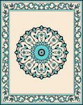 Intricate Cyan Mandala Border Design Rug
