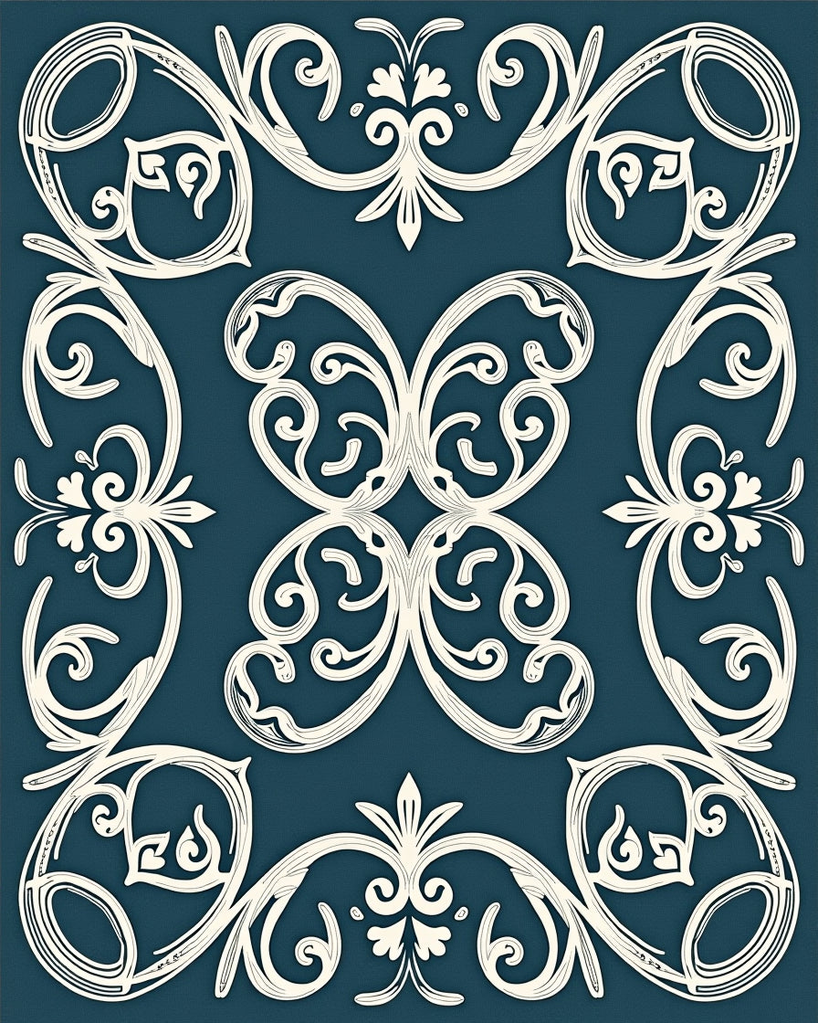 Classic Vintage Scrollwork Design Rug