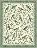 Green Birds on Twig Design Rug