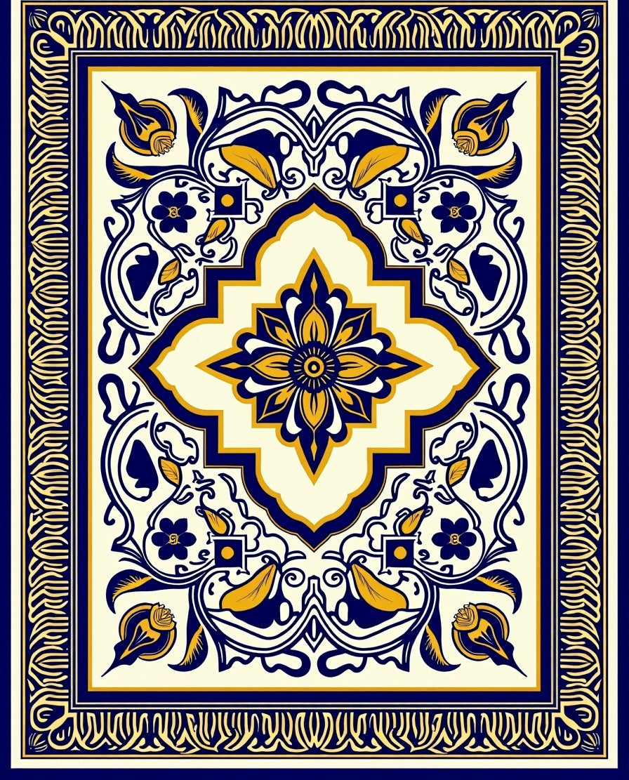 Intricate Floral Medallion Pattern Rug