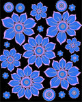 Blue Lavender Floral Medallion Arrangement Rug