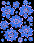 Blue Lavender Floral Medallion Arrangement Rug