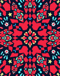 Bold Red Yellow Geometric Starburst Rug