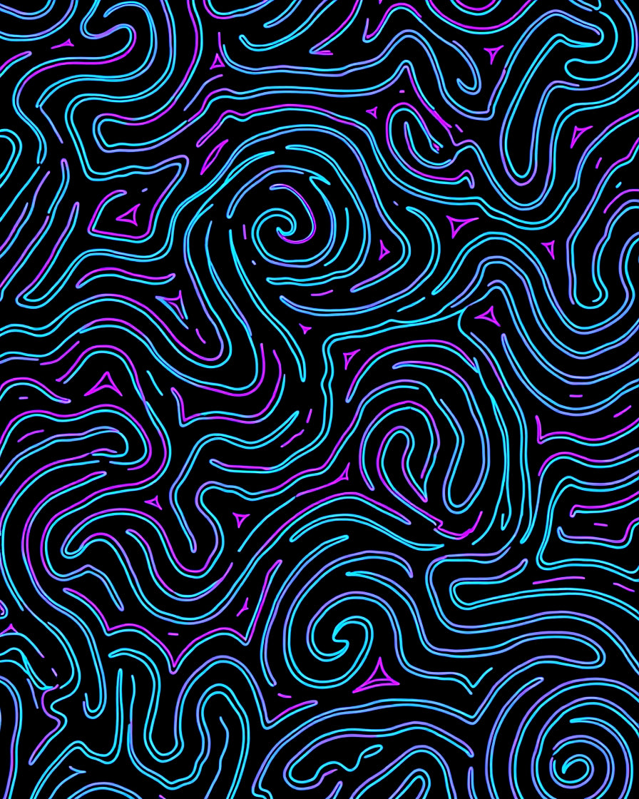 Abstract Swirling Neon Lines Rug