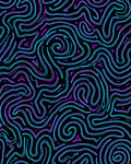 Abstract Swirling Neon Lines Rug