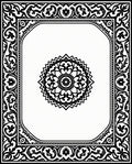 Ornate Black White Mandala Frame Pattern Rug