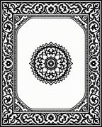 Ornate Black White Mandala Frame Pattern Rug