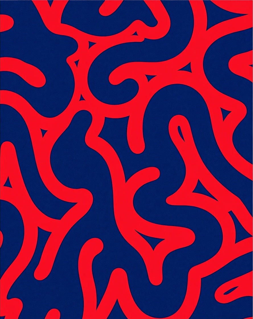 Bold Red Swirl Abstract Art Rug