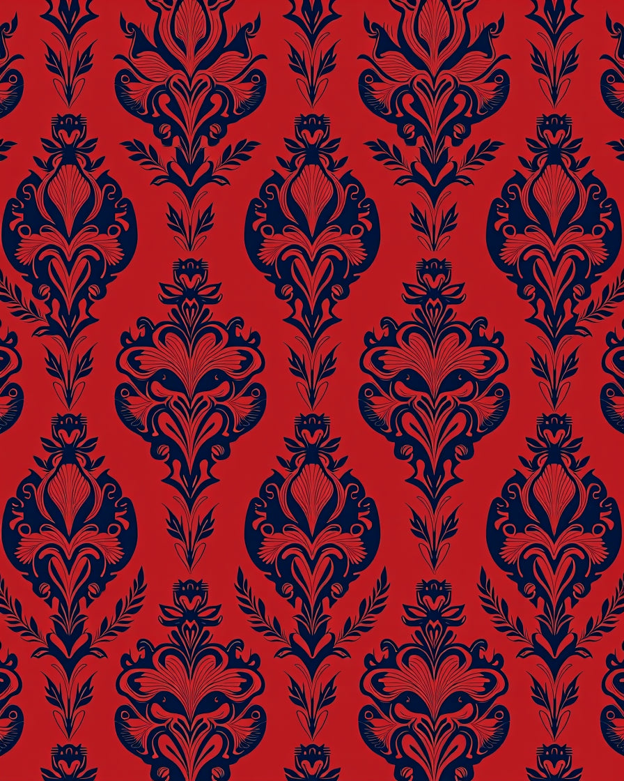 Rich Scarlet Flourish Pattern Rug
