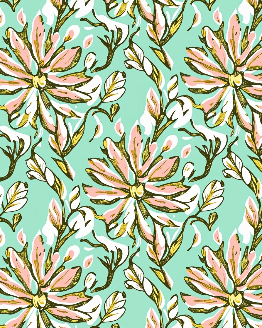 Floral Sketchy Botanical Design Rug