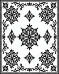 Black White Ornamental Flower Pattern Rug