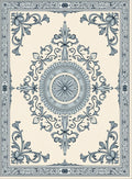 Ornate Blue Floral Mandala Pattern Rug