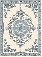 Ornate Blue Floral Mandala Pattern Rug