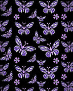Purple Butterfly Floral Collage Rug