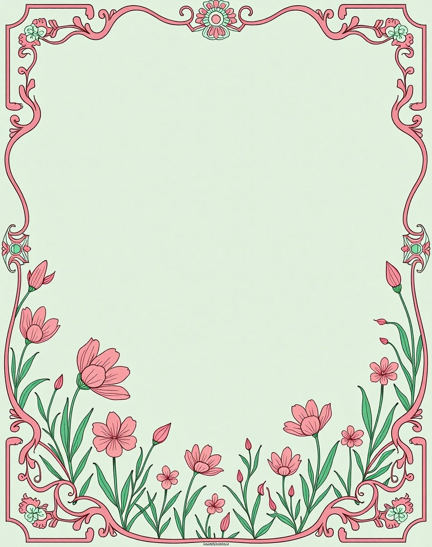 Floral Pink Border Design Rug