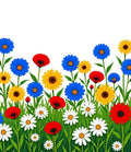 Red White Blue Yellow Floral Meadow Rug
