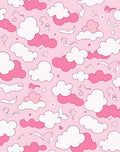 Pink and White Sky Clouds Pattern Rug