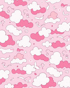 Pink and White Sky Clouds Pattern Rug