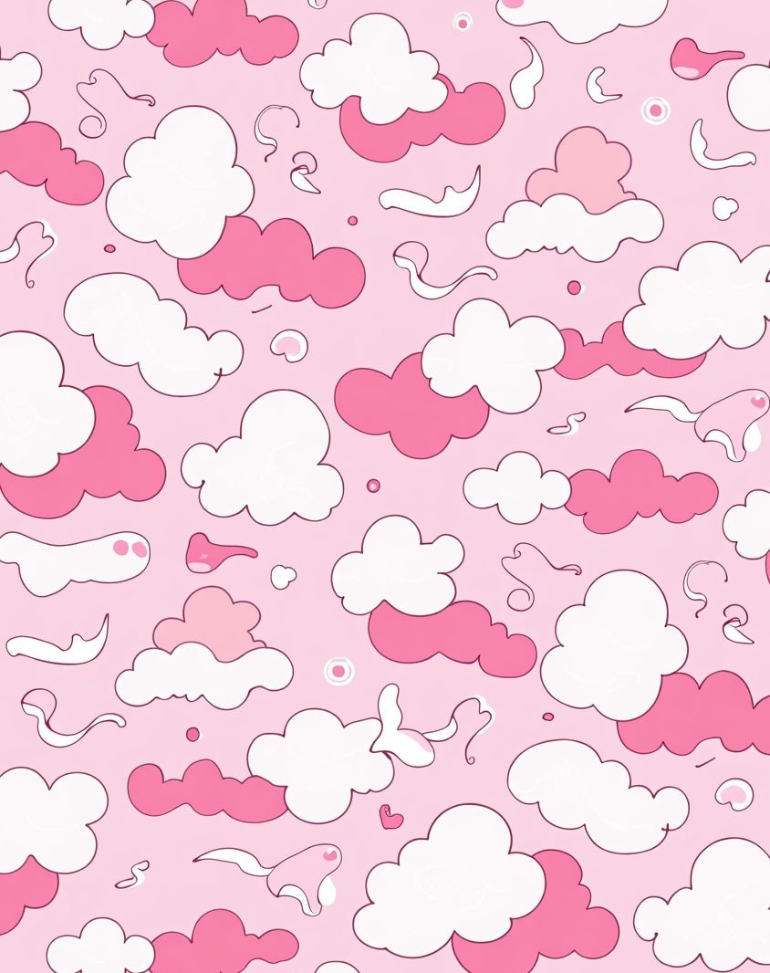 Pink and White Sky Clouds Pattern Rug